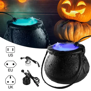 

Halloween Witch Pot Smoke Machine LED Humidifier Color Changing Creepy Decor Halloween Party DIY Scene Layout Prank Candy Pot