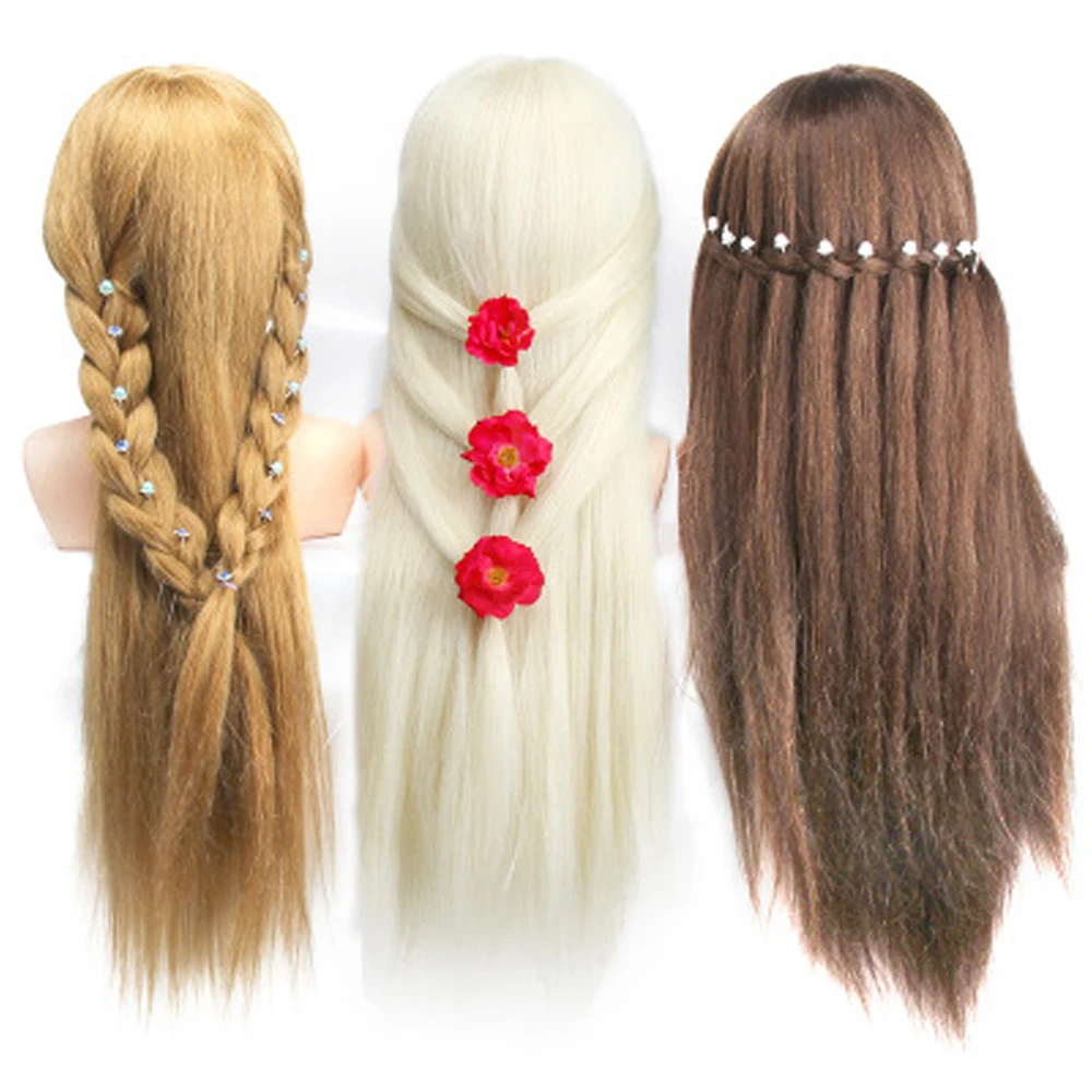 

New Mannequin Head With Shoulder 60% Animal Hair Training Head for Hairdressers Braiding Practice Hairstyles Beauty Tools