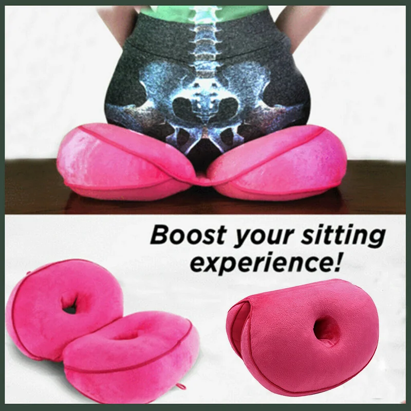 Dual Comfort Cushion Lift Hips Up Seat Cushion, Beautiful Buttocks Latex Cushion Orthopedic (Pink)