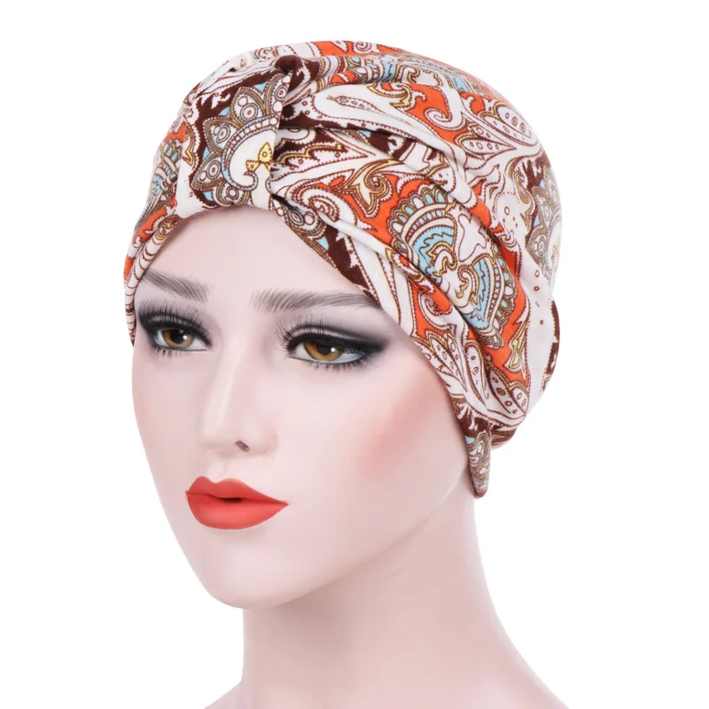 Мусульманский головной убор тюрбан капот для женщин хлопок Принт внутренние шапочки под хиджаб арабский обёрточная бумага хиджаб femme musulman исламский головной платок шляпа - Цвет: 2