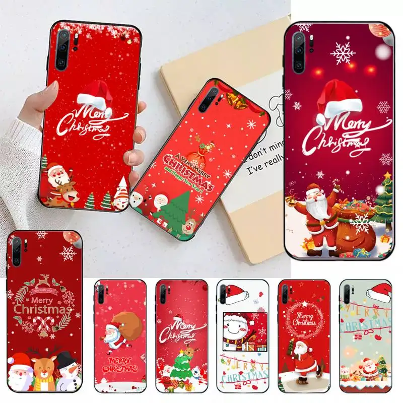 

Cute cartoon merry christmas elk deer Phone Case For Huawei honor Mate P 9 10 20 30 40 Pro 10i 7 8 a x Lite nova 5t