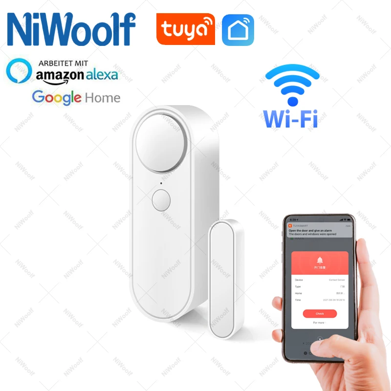 sound alarm device Tuya WiFi Door Sensor Sound Alarm Smart Life APP Door Open/Closed Detectors Window Detector Support Alexa Google Home panic button bluetooth Alarms & Sensors