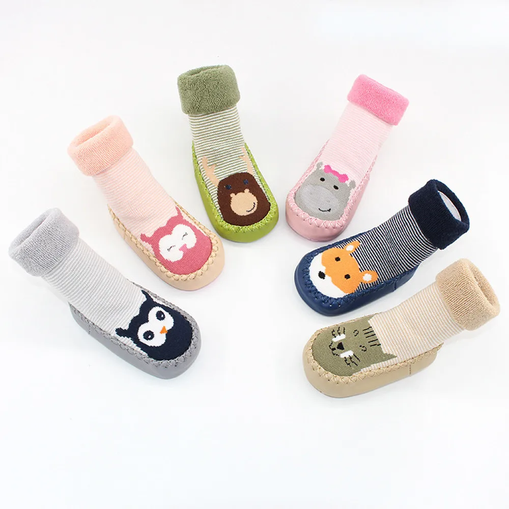 

Newborn Baby Boys Girls Cartoon Animal Floor Socks Anti-Slip Baby Step Socks cotton thick baby toddler socks autumn winter