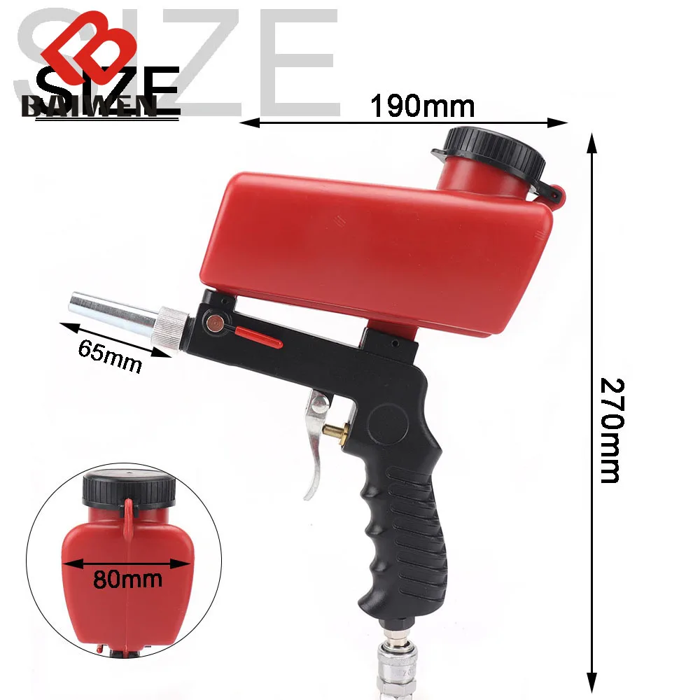 90PSI Mini Adjustable Sandblasting Gun Portable Durable Gravity Hand-Held  Rust Sand Blasting Machine Pneumatic Sandblaster Tools