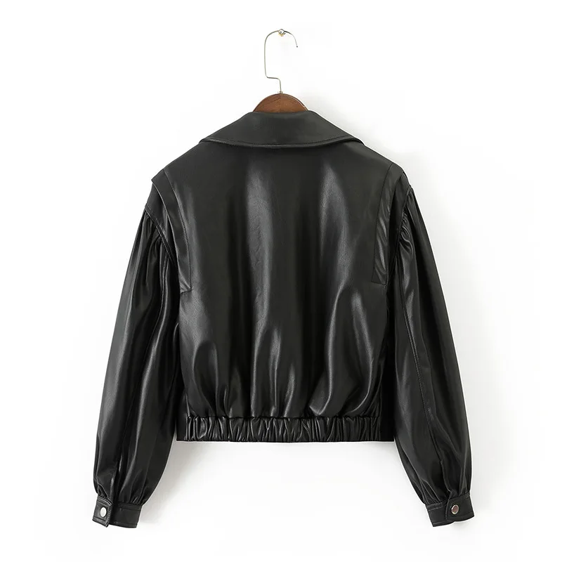 

2019 Western Style Spring And Summer WOMEN'S Dress New Style Loose-Fit Short Leather Jacket PU Leather Coat