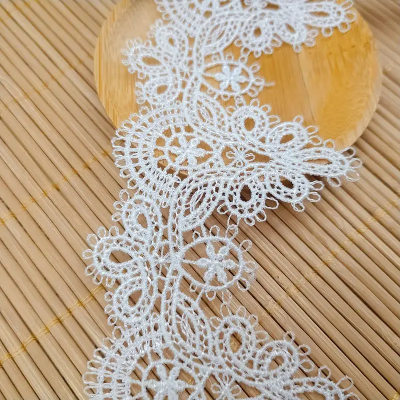 1Yards Latest Lace Fabric 6cm Guipure Crafts Flower Lace Fabric Ribbon  Collar Cotton Lace Trim Sewing Applique dentelle LQ34