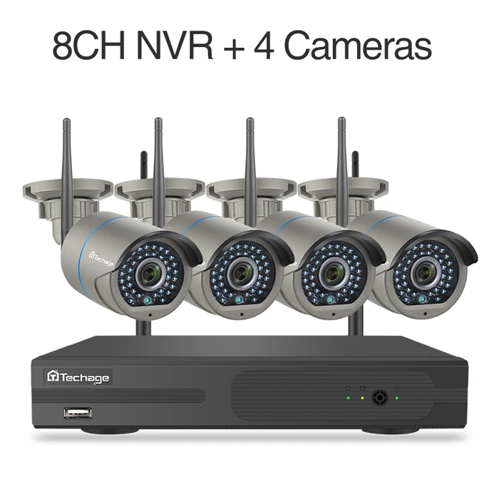Techage Авто пара Plug and Play 8CH 1080P Беспроводной NVR комплект P2P1080P открытый Ночное Видение безопасности 2.0MP аудио IP камера wifi CCT - Цвет: 8CH NVR (4Cameras)