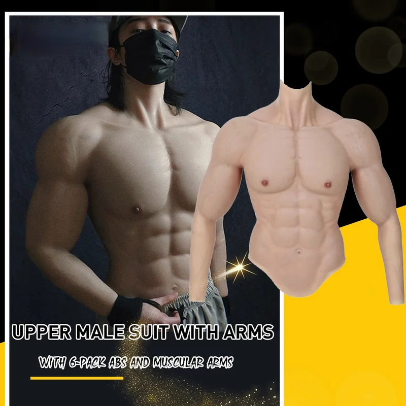 Realistic Silicone Fake Muscle Men's Top Cosplay Costume Arm Men Suit Wear  Abdomen Cup Elastic Thin Edge Transgender - AliExpress