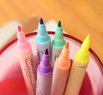 

two ways highlighter pen yellow orange pink green blue purple office school supplies gift