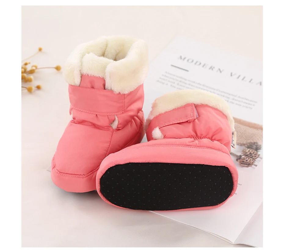 Mother Kids Baby Shoes First walkers Unisex Winter Warm Boots For Infant Baby Faux Fur Inner Snow Boots Toddler Prewalker Bootie