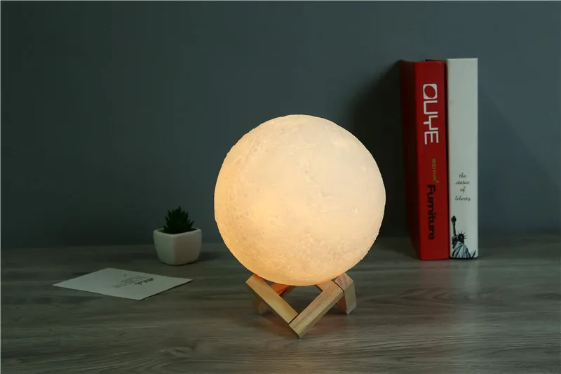 16 colors 3D Print Rechargeable Moon Lamp LED Remote Night Light Touch Switch Moon Light For Bedroom Decoration Christmas Gift