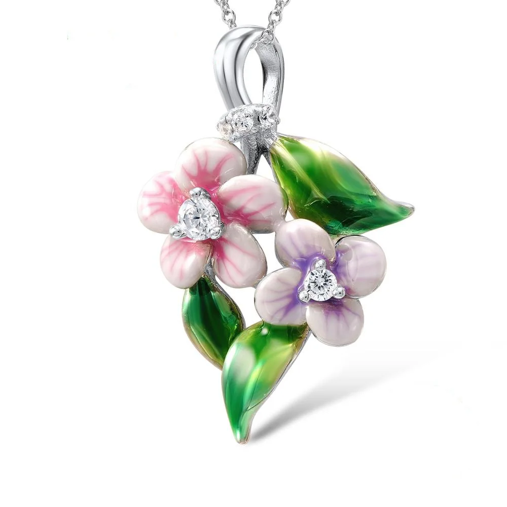 Богемное элегантное серебряное ожерелье с подвеской в виде цветка для женщин, красивое благородное ожерелье ручной работы с эмалью для свитера, Очаровательное ожерелье