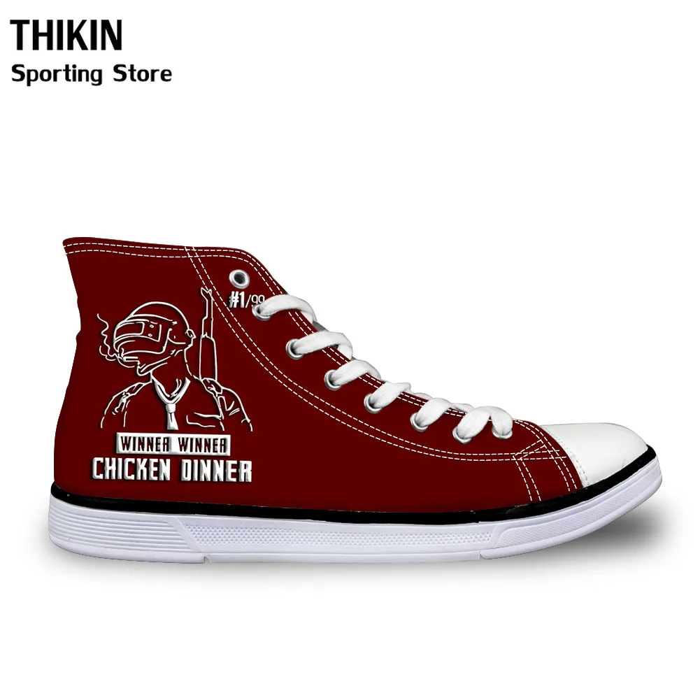 THIKIN 2020 Children Running Shoes for Kids Boys Cool PUBG Game Sports Black Sneakers High Top Canv