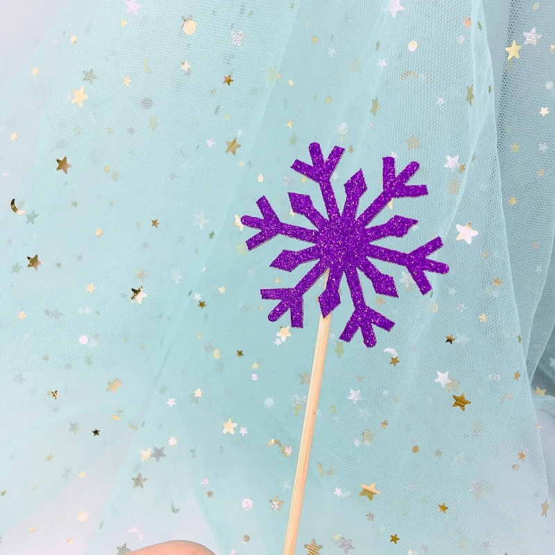 Небесно-Голубой Блеск блестящая Снежинка 20шт Торт Топпер С Рождеством день рождения украшение зима замороженный снег замороженный цветок - Цвет: purple