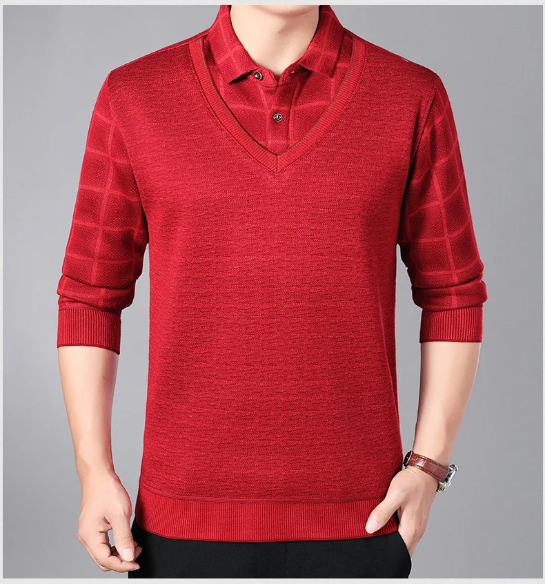 Dad Autumn Winter Sweater Men Extra Fleece Add thickness Sweaters Middle-aged Business Casual Knitted Sweater Men