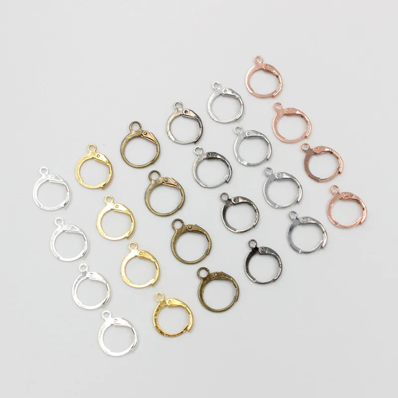 

20pcs/lot 15x11mm Silver Gold Bronze French Lever Earring Hooks Wire Settings Base Hoops Earrings For DIY Jewelry Making Supplie