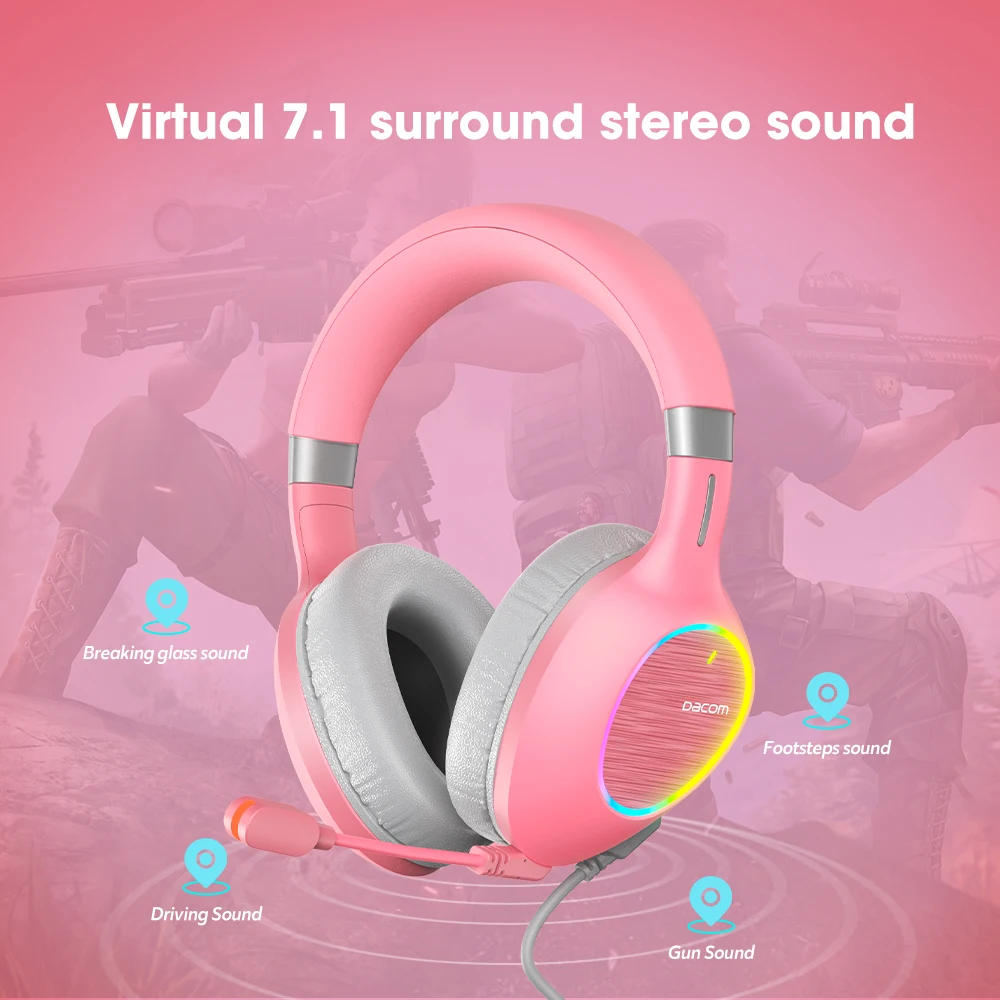 DACOM GH06 USB Gaming Headphone 7.1 Virtual Surround Sound Games Headset with Microphone For Laptop PC Computer Desktop