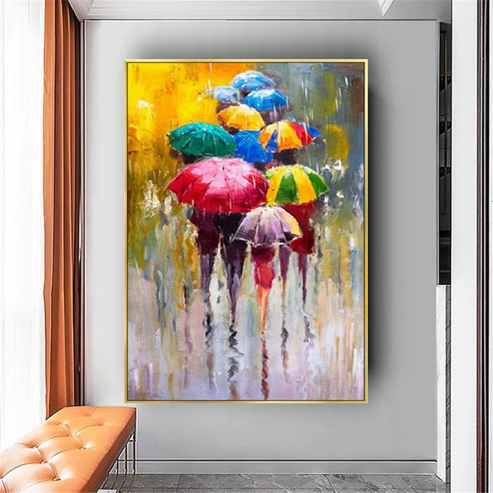 

Abstract Oil Painting Cityscape on a rainy day Hand Painted Wall Art canvas Pictures Cuadros for Living Room Home Decor Painting