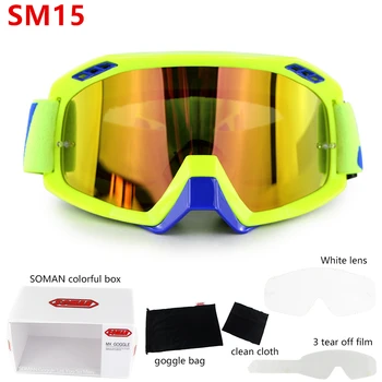 

3 PCS Films+Extra Clear Lens SOMAN SM15 casco moto lens Motocross Goggles Motorcycle Glasses MX Oculos Off Road Helmet Gafas