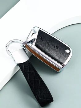 

Alloy Leather Wood Key Cover Case For Volkswagen for VW TIGUAN Golf 7 for Skoda Octavia Car Shell Key Protection Accessorise