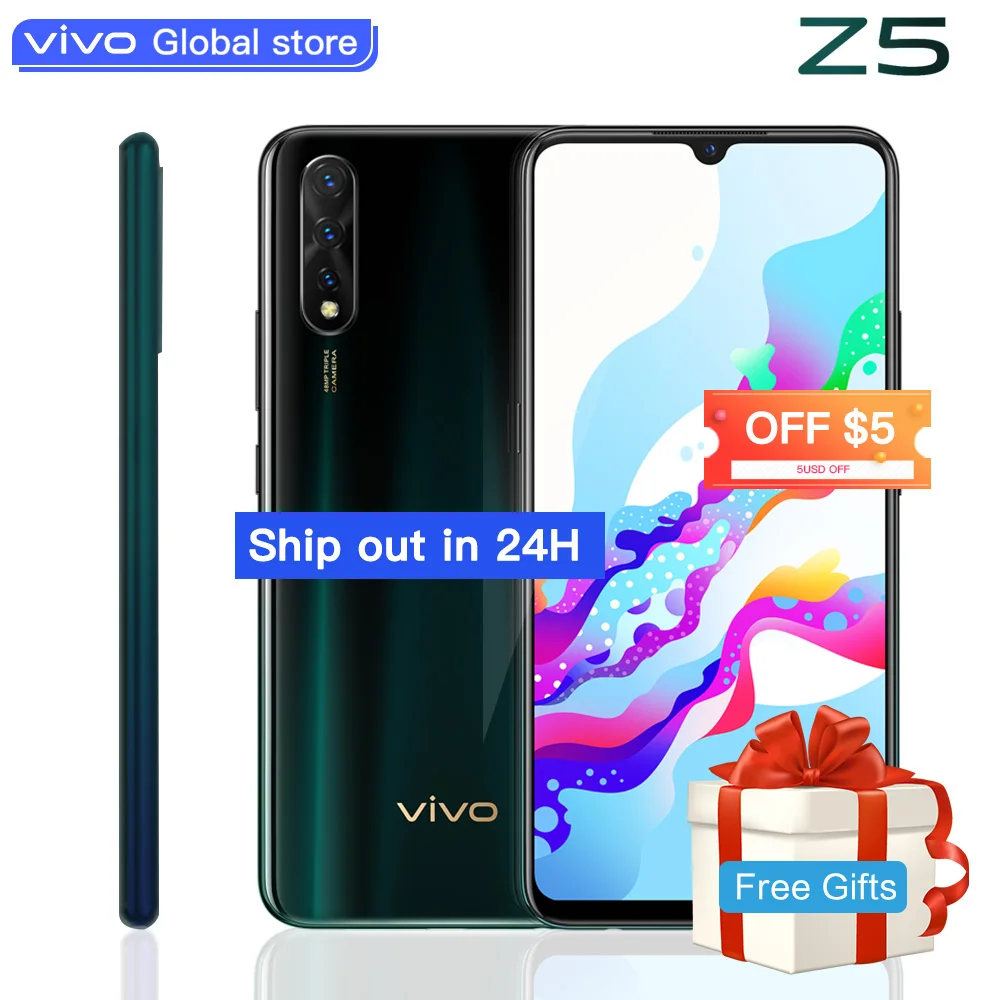 

vivo Z5 Mobile Phone 8G 128G Snapdragon712 4500mAh Celular Big Battery Super AMOLED Screen 48MP 32.0MP Camera Triple Smartphone
