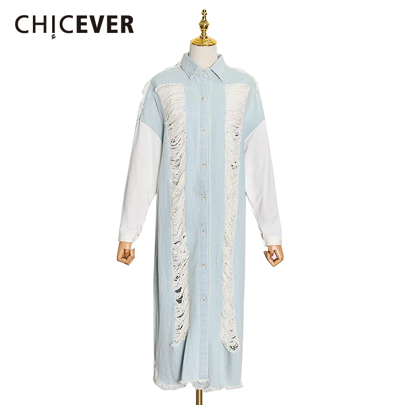 CHICEVER уличная джинсовая пальто для женщин с длинным рукавом винтажная ветровка