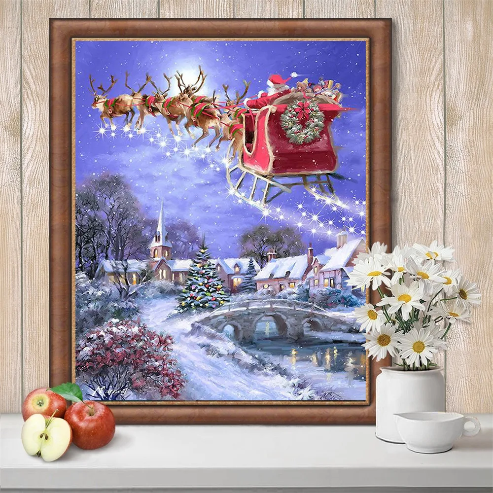 

HUACAN DIY Diamond Painting Full Square Santa Claus 5d Diamond Embroidery Picture Rhinestones Christmas Decorations For Home