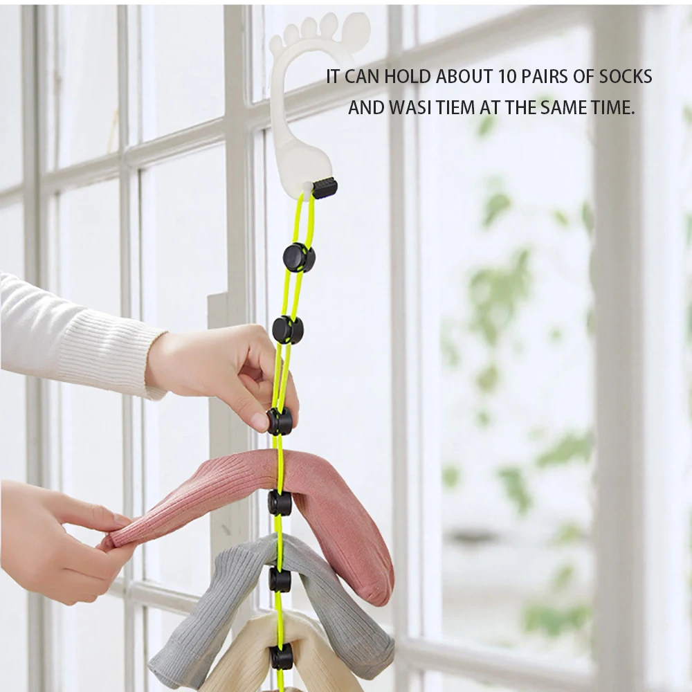 

1Pcs Easy Clips And Locks Sock Organizer Home Socks Hanging Rope Multifunctional Drying Socks Lanyard