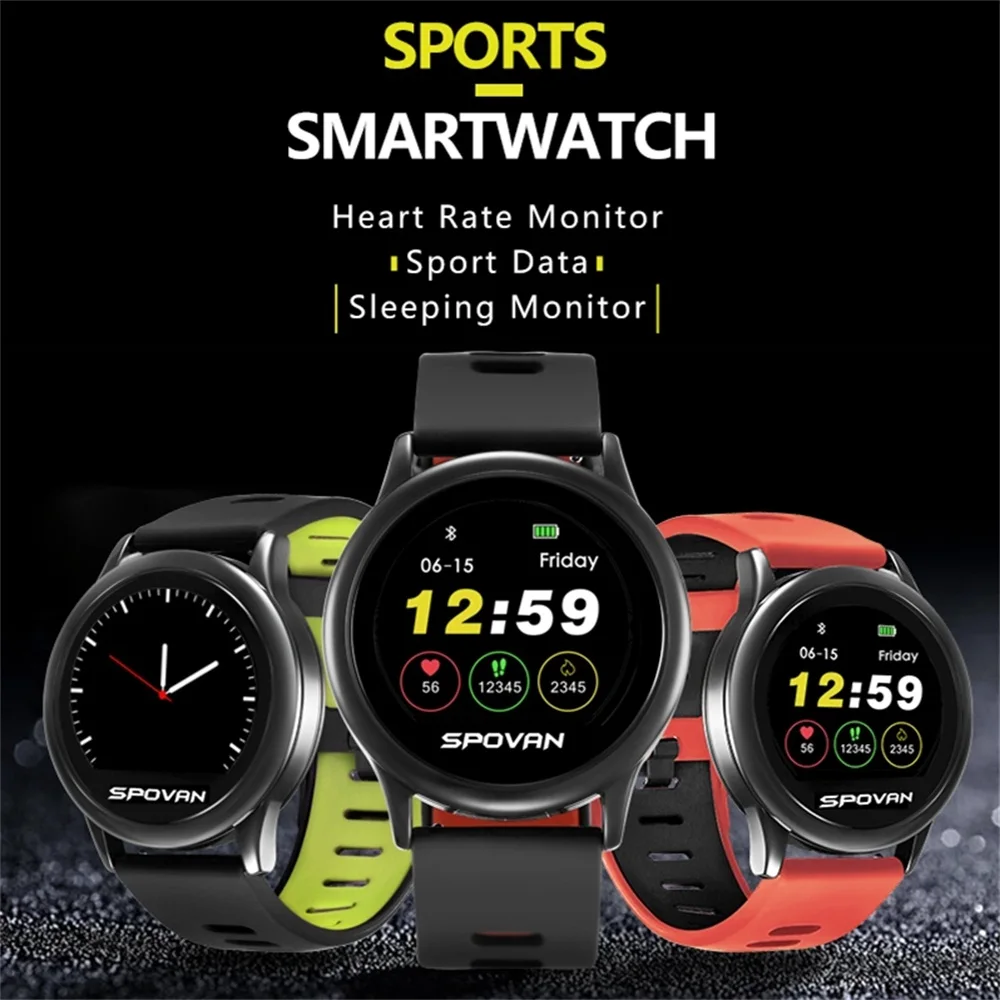 Spovan Men Women Smart Watch Android ios ip68 Waterproof Fitness Sports Digital Watch Connected Phone PK Amazfit Pace 1 Bracelet