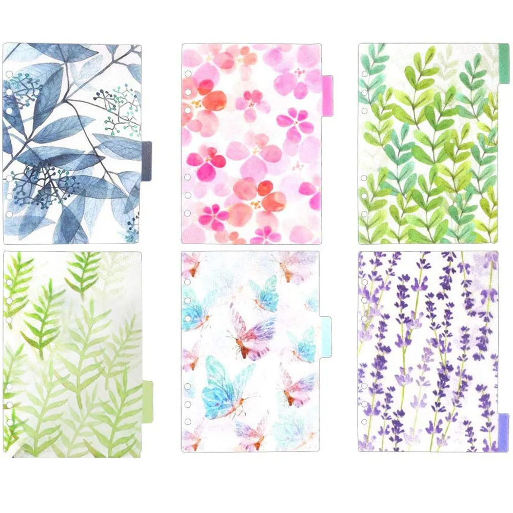 A6 Notebook Set 50 Sheets 6 Holes Loose-Leaf Lined Refill Paper 6 PCS PVC Binder Index Dividers Ruler And Note Flags Index Tabs