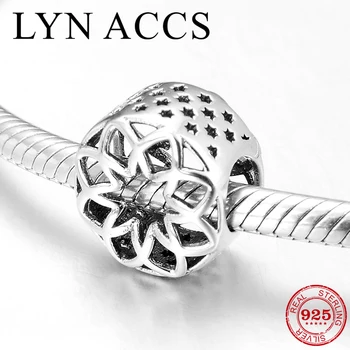 

Hollow out 925 Sterling Silver Flower Charm Beads Fits Original LYNACCS Charm Bracelets Fine Jewelry Making Gifts
