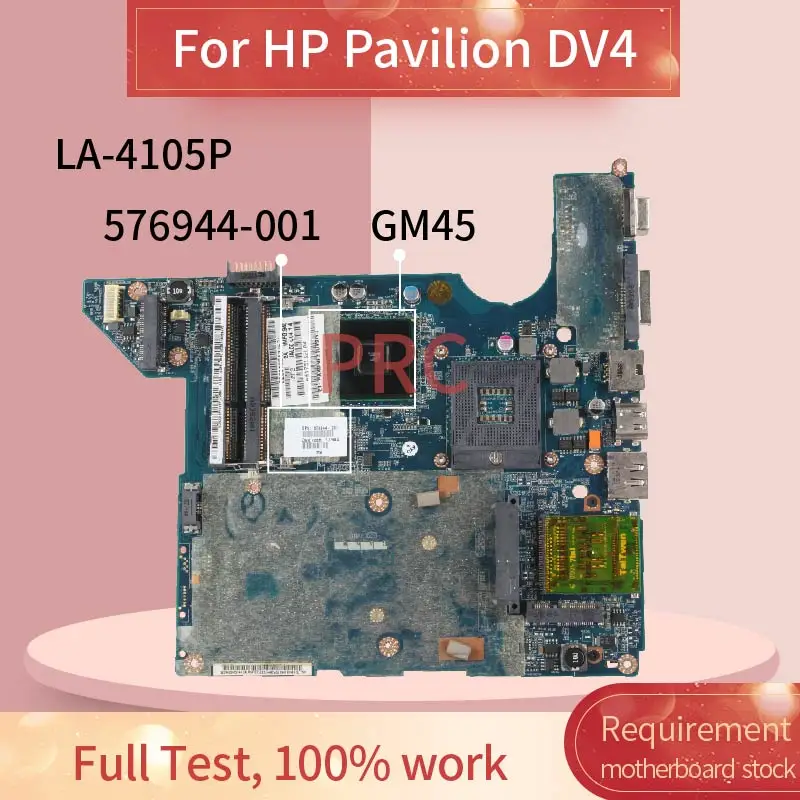 JAL50 LA-4105P para HP Pavilion DV4 GM45 placa base de computadora portátil 576944-001 576944-501 DDR3 placa madre del cuaderno