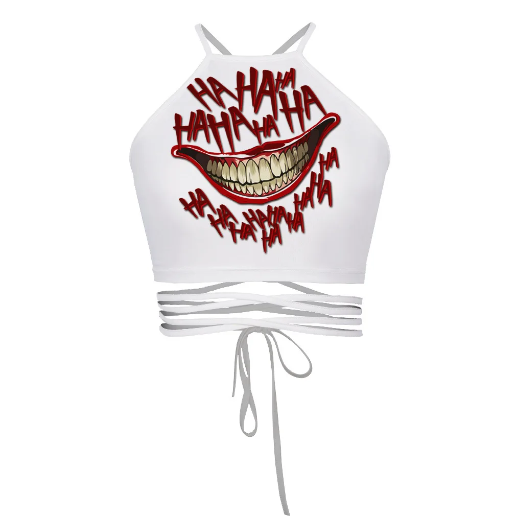 New Summer Sexy Cartoon Naruto Printed Girl Vest Tanks Slim Fitness Cross Bandage Women Camis Crop Tops Streetwear