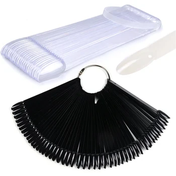 

1 Set False Nail Display Tips Oval Shape Natural Clear Black Acrylic Fake Nail Tips Practice Manicure Polish Gel Art Tools NTA23