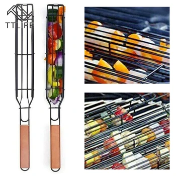 

TTLIFE BBQ Grill Mesh Stainless Steel Barbecue Meshes Portable Fish Grilling Mesh Barbecue Basket BBQ Tools Kitchen Accessories