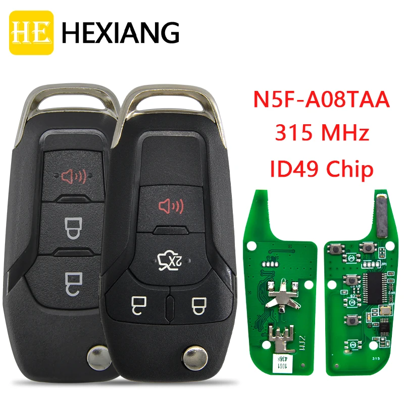 HE Xiang Car Remote Key For Ford Explorer Fusion F150 F250 F350 F450 F550 N5F-A08TAA ID49 315 Mhz Auto Smart Control Flip Key datong car remote control key for ford escort fusion 2013 2016 id49 chip 315 mhz fccid n5f a08taa auto smart replace flip