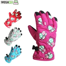 Детские зимние спортивные теплые лыжные перчатки, водонепроницаемая ветрозащитная зимняя рукавица, регулируемый лыжный ремень, перчатки для катания на лыжах и сноуборде