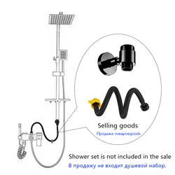 Elevated Bathroom Shower Head Set with Adjustable Hose and Water Divider (Black)