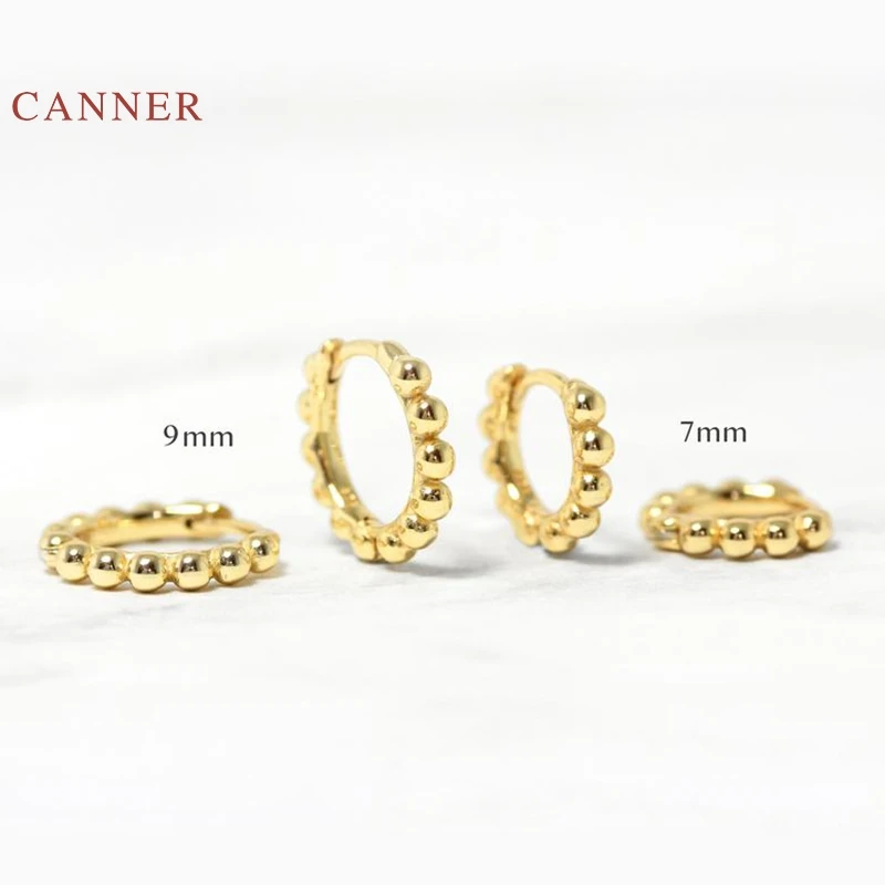 CANNER-pendientes de plata de ley 925 auténtica para mujer, aretes de bola geométricos minimalistas, aros de 6, 7, 8 y 9mm, joyería de oro coreano