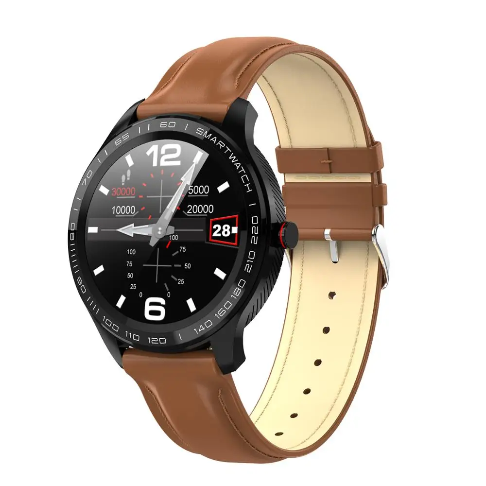 HETNGSYOU L9 Android умные часы мужские ЭКГ монитор сердечного ритма кровяного давления 1,3 дюймов полный экран сенсорный IP68 Водонепроницаемые умные часы - Цвет: brown leather