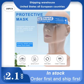 

10PCS Adjustable Transparent Face Shield Splash-proof Ultra-light Full Face Face Mask Anti-Fog Anti-Droplets Hat Face Shield