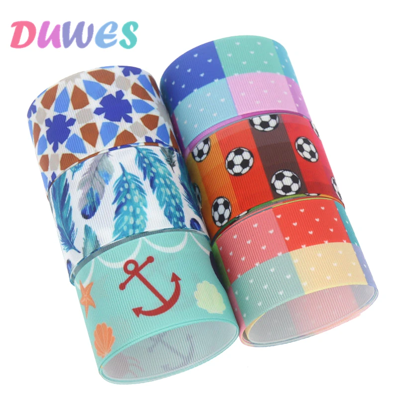 DUWES 1 5 '❐ ярдов якорь точка футбол перо Напечатано Grosgrain ленточный аксессуар