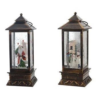 

Singing Musical Lighted Christmas Water Glittering Swirling Snow Globe Lantern with Music Christmas Home Decoration and Gift, Ba