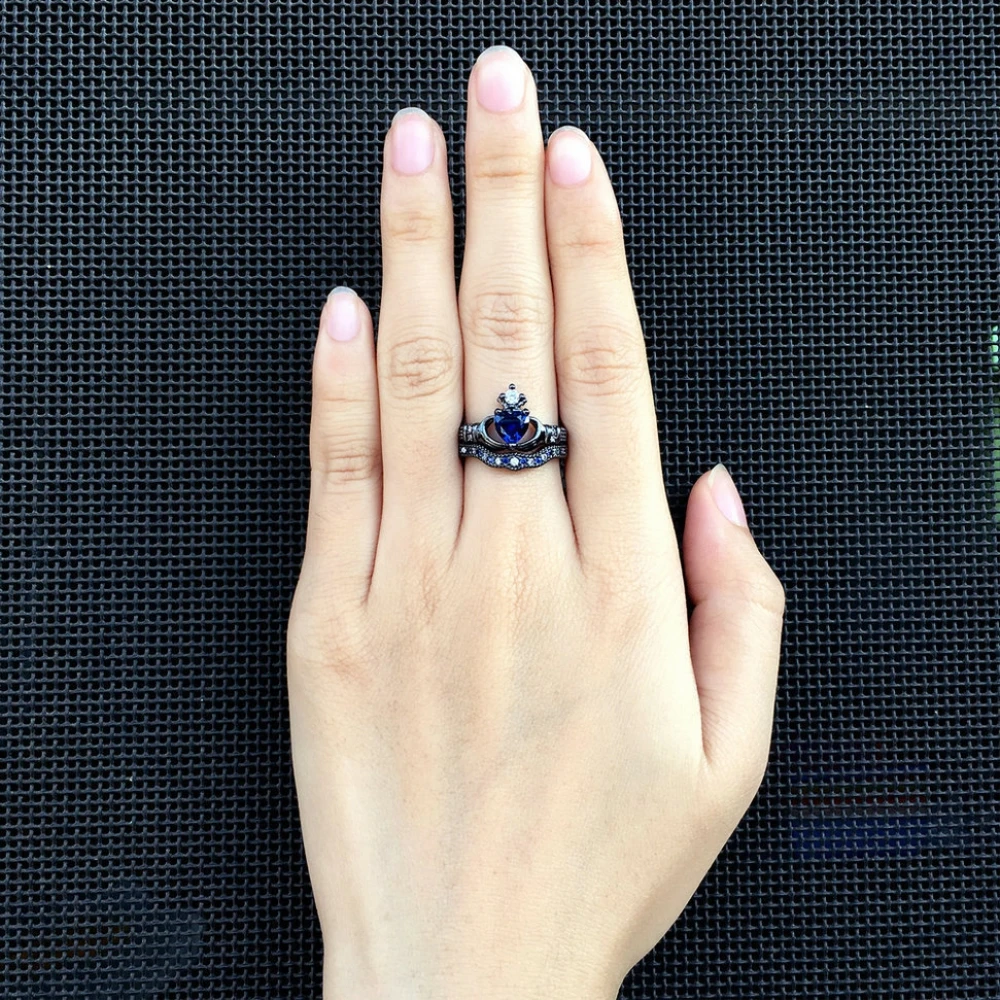 Очаровательное парное кольцо из нержавеющей стали 316L мужское кольцо с черным золотом 6 мм синее Женское Обручальное Кольцо