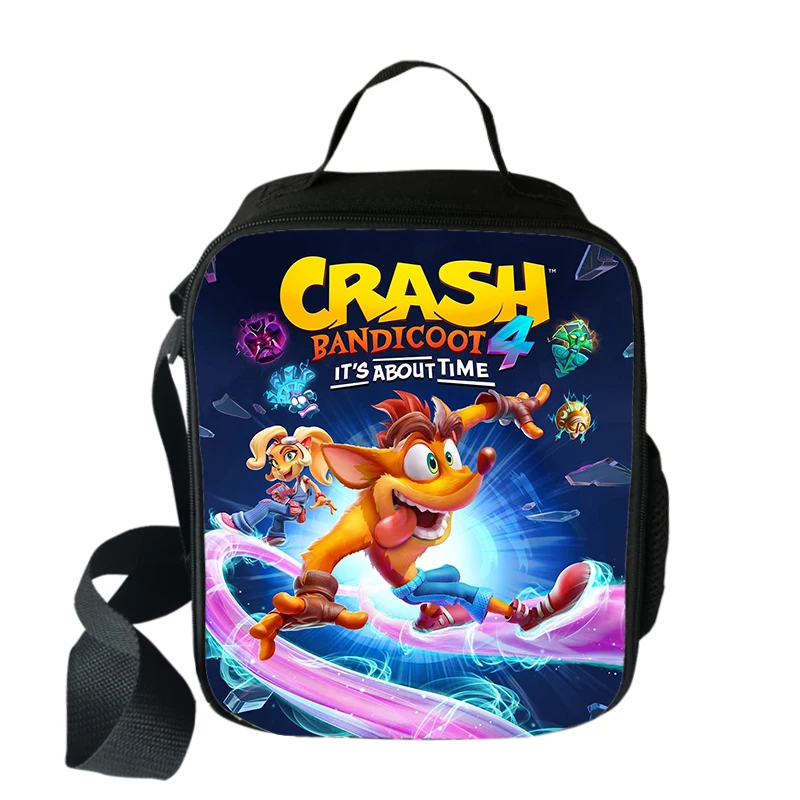Gioco Crash Bandicoot Proteggi Borse Da Pranzo Ragazzi Ragazze Borse Da Viaggio Borse Da Picnic Alimenti Freschi Borse Per Studenti Mini Messenger Bag