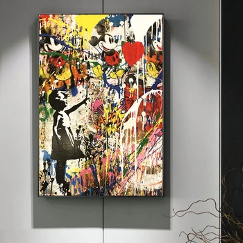 

Girl Chasing Balloons Graffiti Art Canvas Posters And Prints Modern Street Art Canvas Paintings on the Wall Art Pictures Cuadros