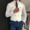 White Slim Fit Men Vest with Double Breasted One Piece Custom Male Suit Wasitcoat Peaked Lapel Wedding Gromsmen Waist Coat New 5