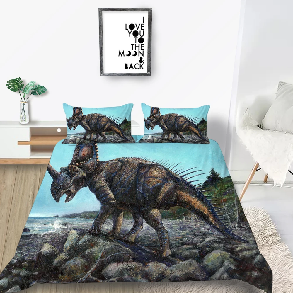 Triceratops Bedding Set Queen Size Fashionable Soft Lifelike Duvet