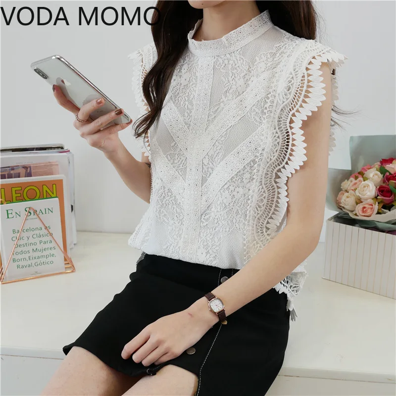 Summer Sleeveless Ruffles Women's Shirt Blouse - Image 2