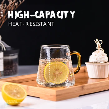 

Quality Glass Handle Water Cup Household Personality Transparent Tea Cup Beer Wine Large Capacity Drinks Coffee Heat-resistant